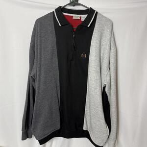 VTG Bugle Boy Company Sports Men’s Sz Large 1/4 Zip Sweatshirt Color Block‎ 90s